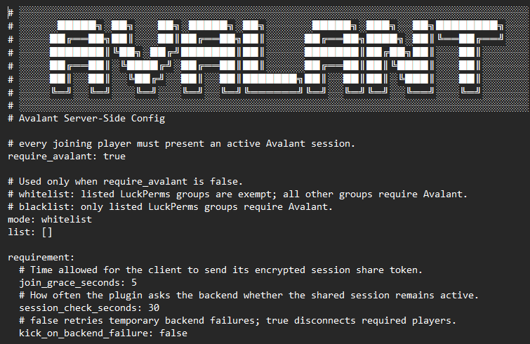 Avalant server-side configuration